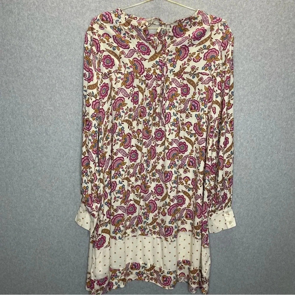 Chaps Boho Floral Polka Dot Baby Doll Cottagecore Long Sleeve Dress - Picture 9 of 10